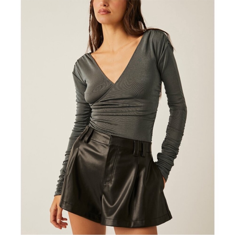 NWT- FREE PEOPLE- “REYA” XL BODYSUIT in STORMWATER (dark almost black-blue)